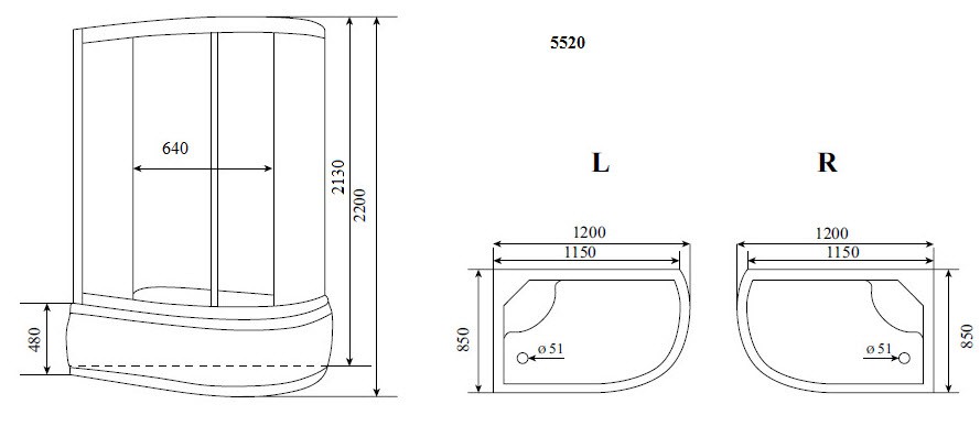 Timo Standart Т-5520 L душевая кабина 120*85*220
