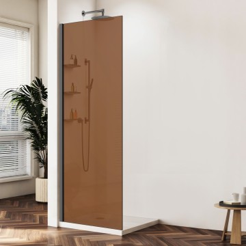 Душевая перегородка Волк-Ин (Walk-In) VSW-1HWS100GSGM, 1000*2000, вороненая сталь, стекло янтарь