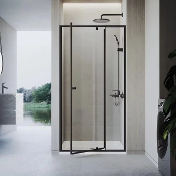 Душевая дверь Veconi Vianno VN-26B, 800x1950, черный, стекло прозрачное
