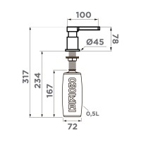 Дозатор Omoikiri OM-04-BN латунь/нержавеющая сталь