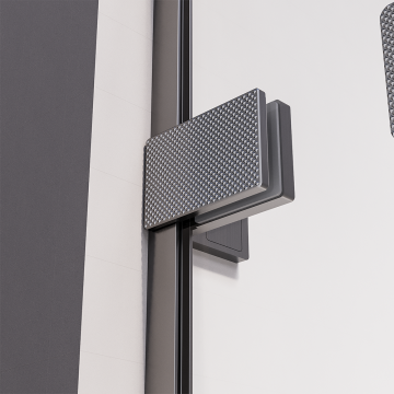 Душевой угол распашной Veconi Premium Alassio SP GR, 1300х900x2000, брашированный графит, стекло прозрачное осветленное
