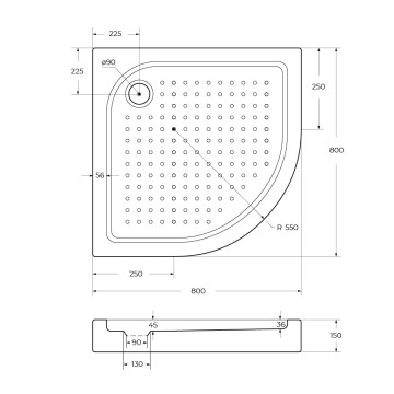 Акриловый поддон BelBagno TRAY-BB-R-80-550-15-W