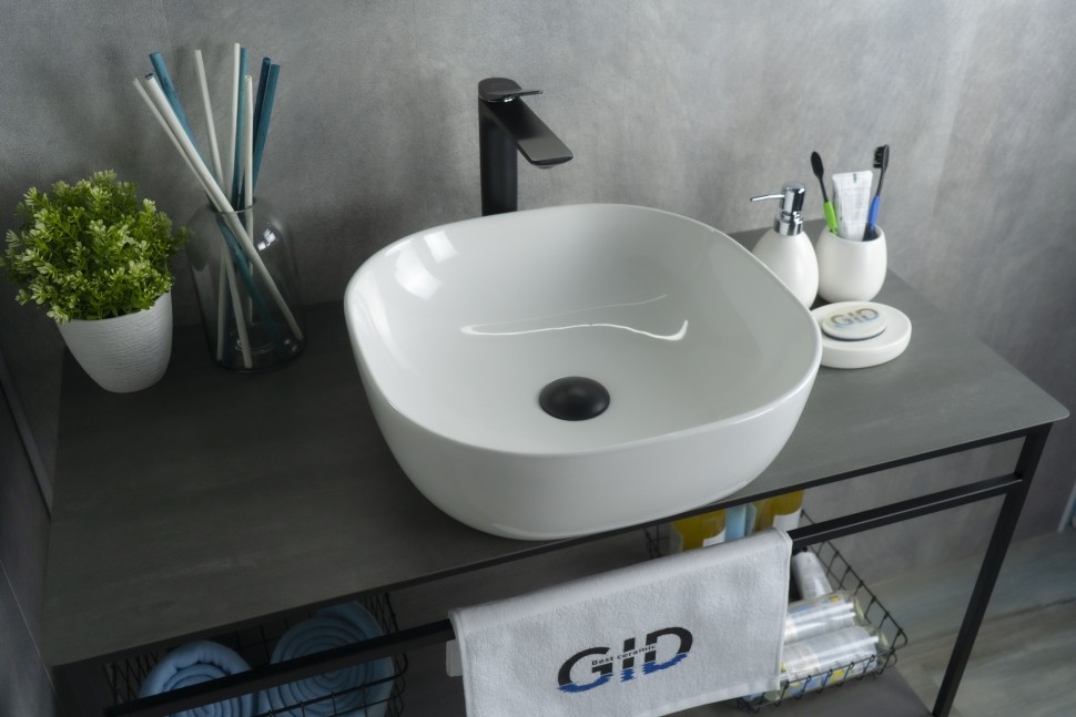Раковина Gid D1301 51180 накладная белая 42.5x42.5x14.5