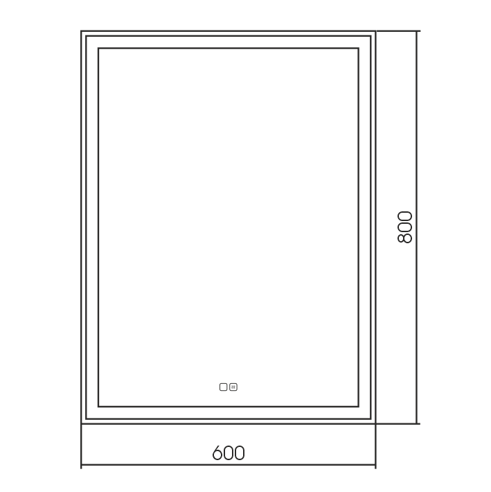 AQM9105 600х800 Зеркало с подсветкой и подогревом