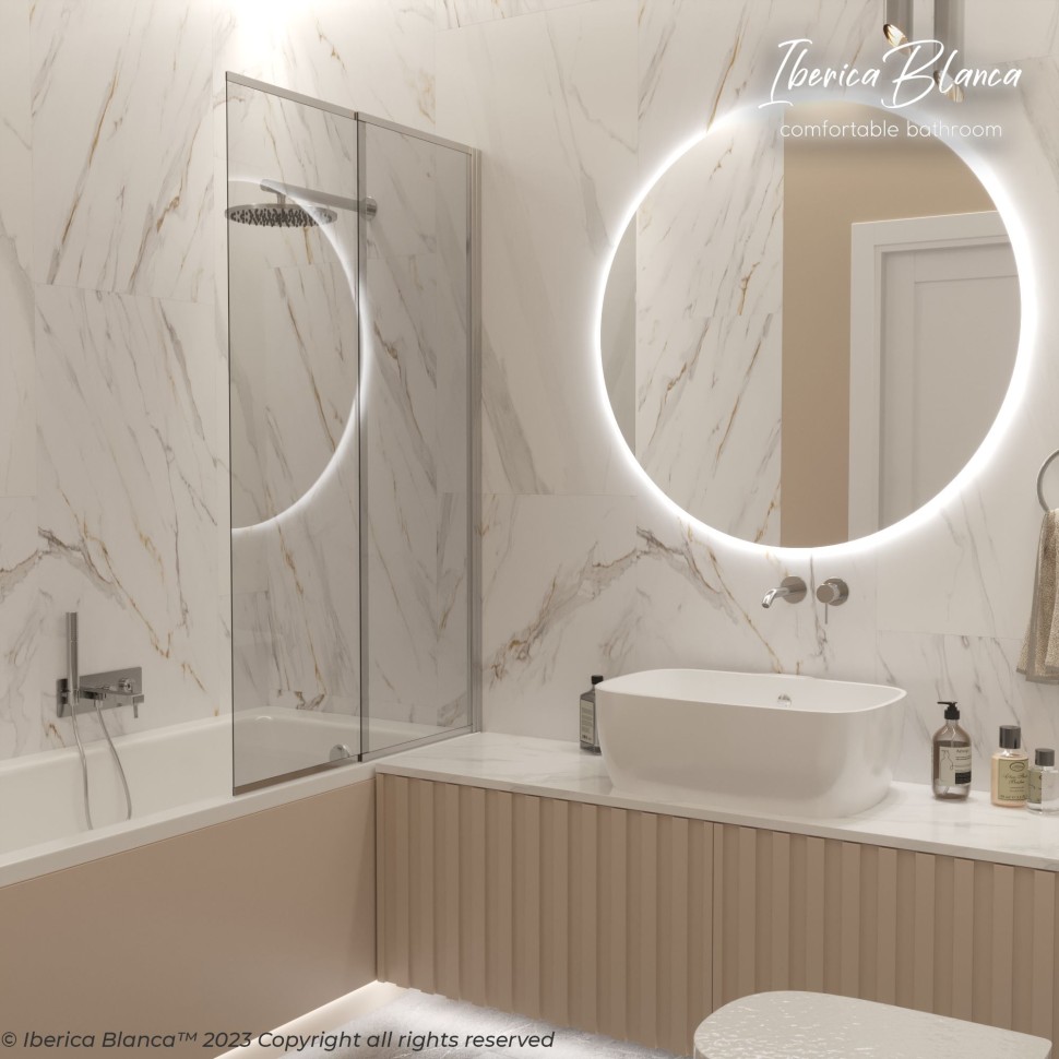 Шторка для ванны IBERICA BLANCA Mod.801 Slide Open раздвижная тонированное стекло/хром 90х150см (IB801.TC.150.90)