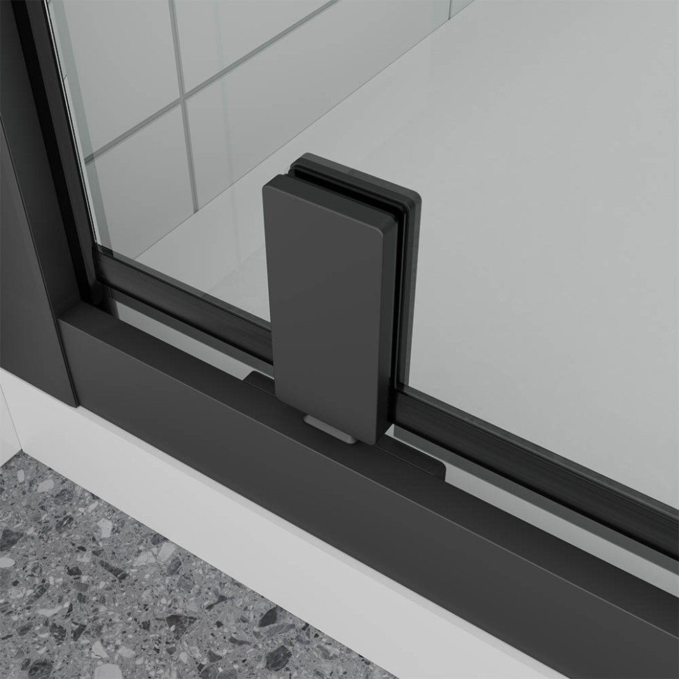 Душевая дверь Veconi Ottimo P30 B, 700x1900, черный матовый, стекло прозрачное