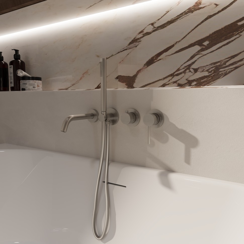 Смеситель для ванны Groove VBTW-4G1BN, встраиваемый, брашированный никель