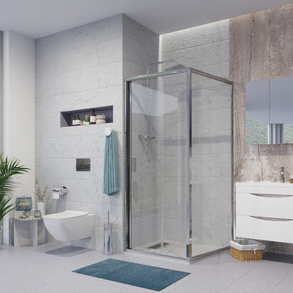 Боковая стенка Niagara Nova NG-A100 (100х195) хром,стекло прозрачное,1 место