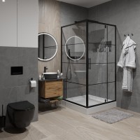Душевое ограждение Niagara Nova NG-0280-08ВLACK (80х80х195) квадрат,черный,дверь распашная,стекло с рисунком,1 место