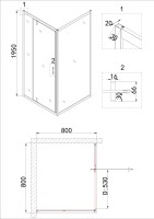 Душевое ограждение Niagara Nova NG-0280-08ВLACK (80х80х195) квадрат,черный,дверь распашная,стекло с рисунком,1 место