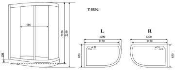 Timo Comfort T-8802L Fabric Glass душевая кабина 120*85*220