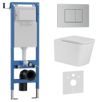 Комплект 3в1 IBERICA BLANCA инсталляция SILENCIO MINI, унитаз TOLEDO ALTO белый, кнопка смыва INOX-C хром матовый (IB.001M.TLA.231.1132)