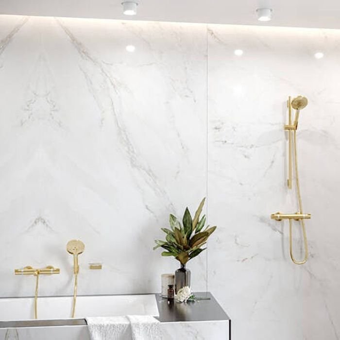 Смеситель Hansgrohe Ecostat для душа, настенный, термостатический, цвет: шлифованная бронза 13116140