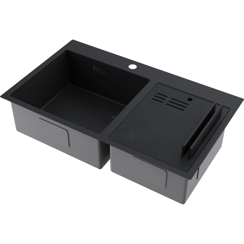 Кухонная мойка Omoikiri Akisame 86-2 Side-GB нерж. сталь/графит