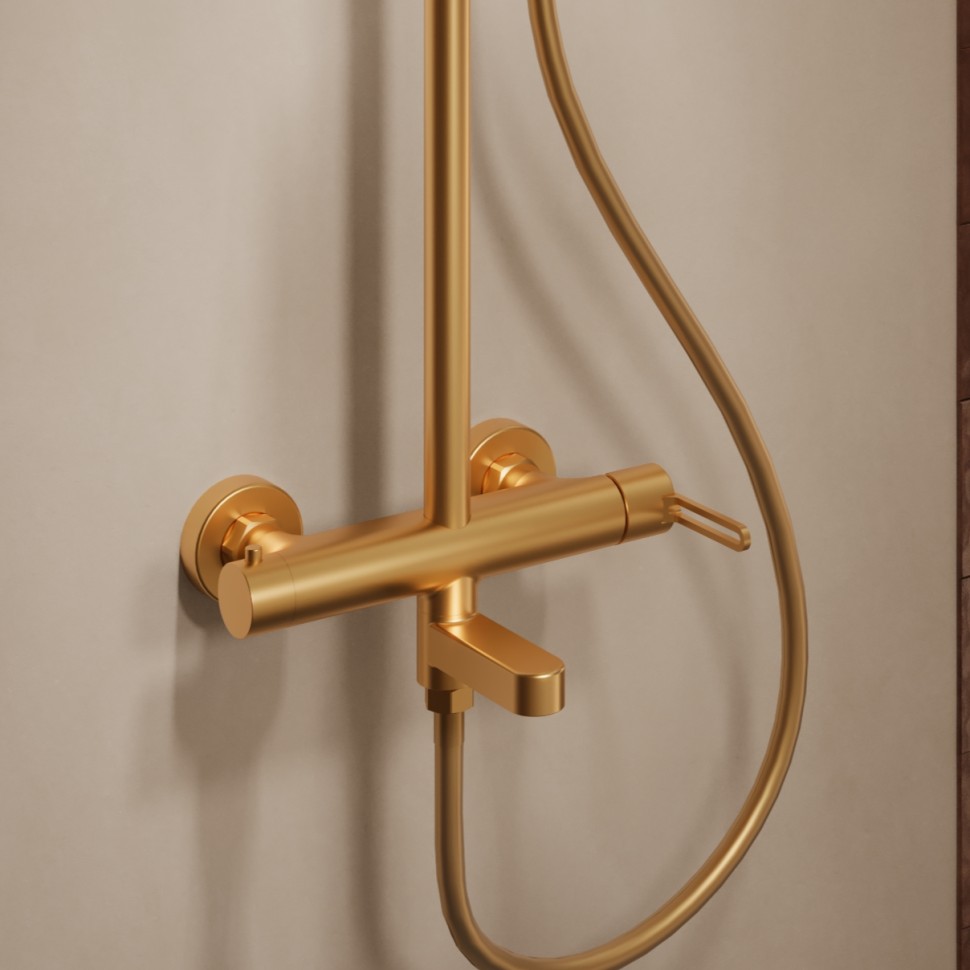 Душевая стойка Рондо (Rondo) VSFS-1RS1BG с изливом, брашированное золото