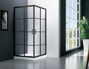 Душевой угол Veconi Rovigo RV-09, 800x800x1950, черный, стекло прозрачное