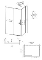 Душевое ограждение Grossman Style 100.K33.05.110.21.02-200.K33.05.90.21.02 (110х90х195) раздвижная(левая),черный матовый,стекло шиншилла,2 места
