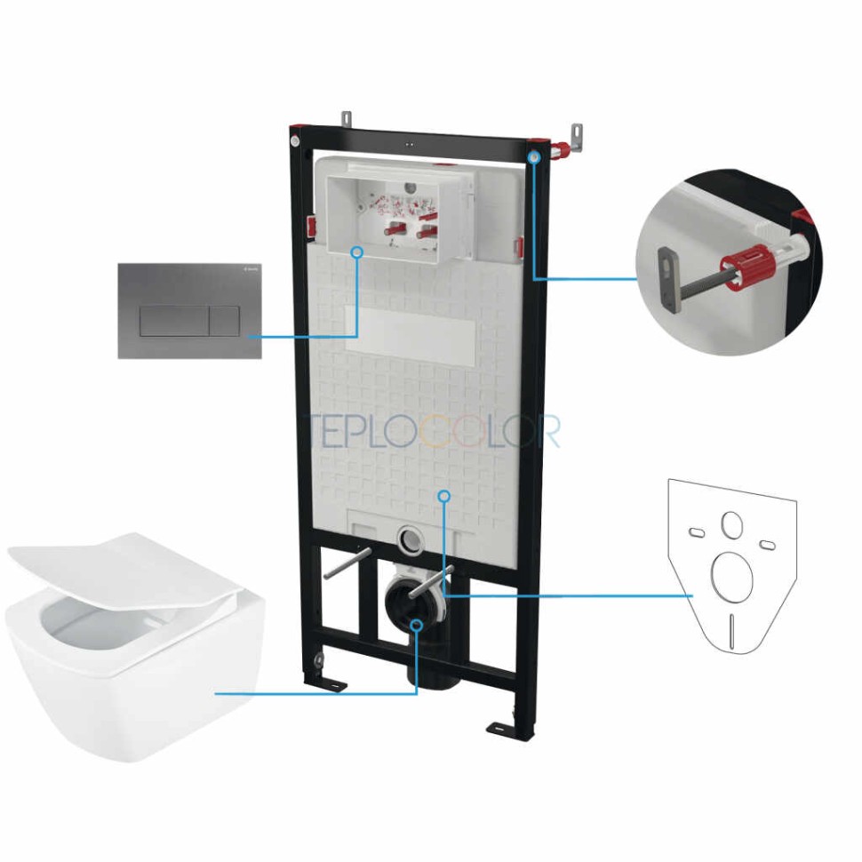 Унитаз с сиденьем, скрытого монтажа, 6 в 1