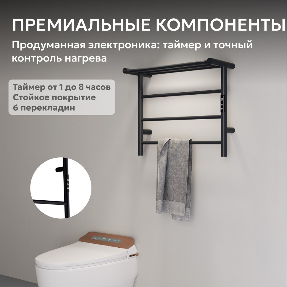 Полотенцесушитель электрический ABBER Standard AH4614MB черный матовый