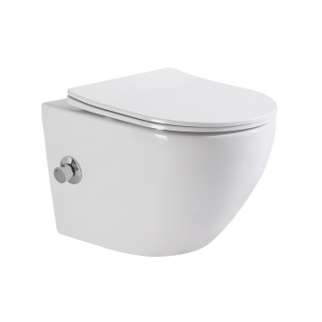 Унитаз подвесной с сиденьем, функцией биде и смесителем BelBagno UNO BB3105CHR-BS/SC