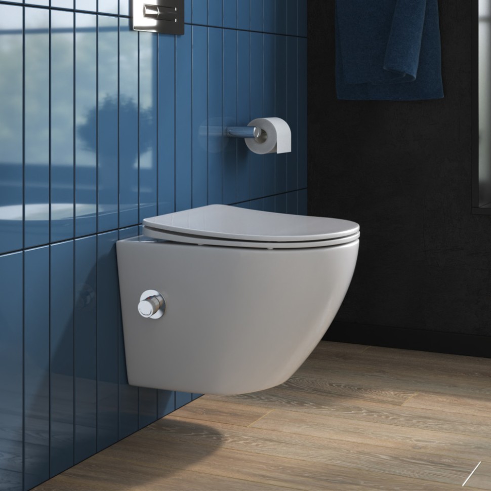 Унитаз подвесной с сиденьем, функцией биде и смесителем BelBagno UNO BB3105CHR-BS/SC