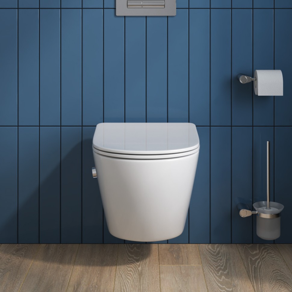 Унитаз подвесной с сиденьем, функцией биде и смесителем BelBagno UNO BB3105CHR-BS/SC