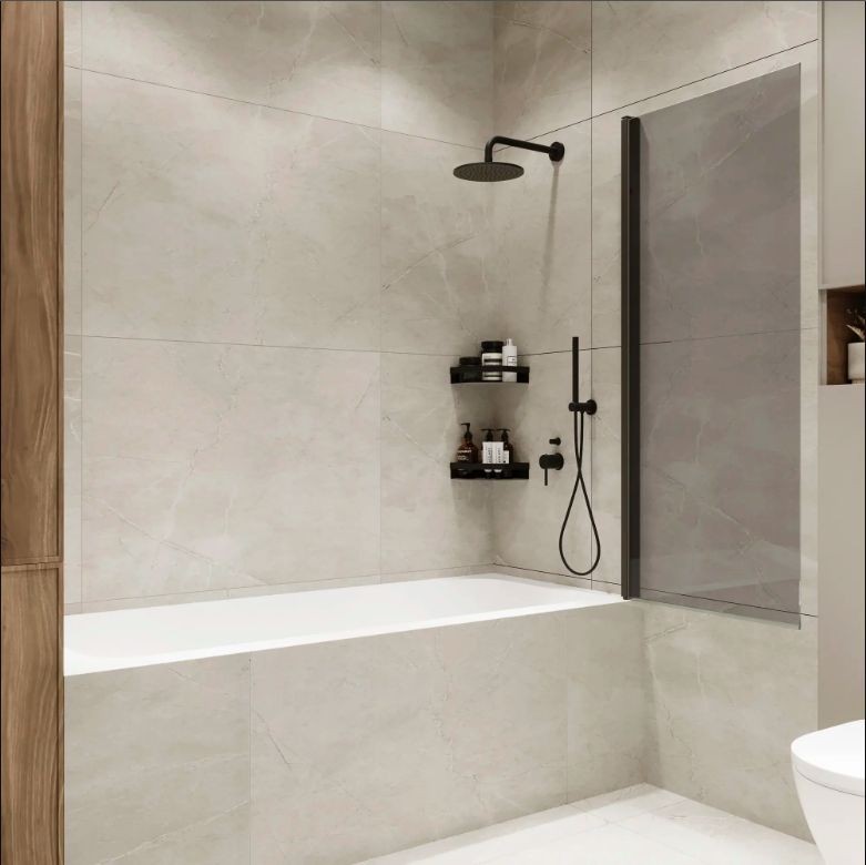 Шторка для ванны IBERICA BLANCA Mod.802 Wide Open поворотная тонированное стекло/черный 70х150см (IB802.TB.150.70)