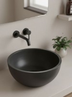 Раковина накладная бетонная Uperwood Belfast 30х30х13,5 см, круглая, графит