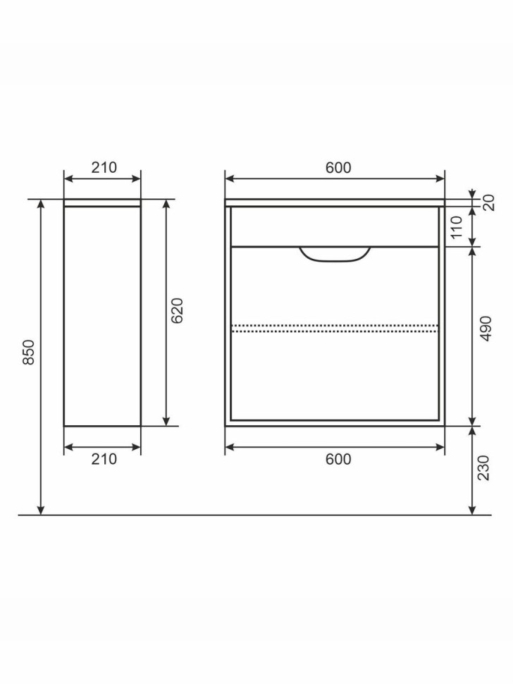 Тумба под раковину для ванной подвесная Uperwood Modul 60х21х60 см, белаяатовая