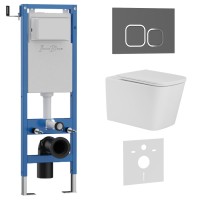 Комплект 3в1 IBERICA BLANCA инсталляция SILENCIO MINI, унитаз TOLEDO ALTO белый, кнопка смыва ESTI-Q серый матовый (IB.001M.TLA.231.837)