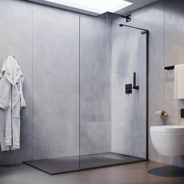 Душевая перегородка Veconi Korato KR-77B, 800x2000, черный матовый, стекло прозрачное