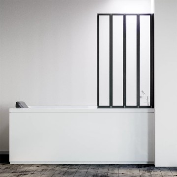 Шторка на ванну Veconi Palau PL-74BR, 1200x1500, черный, стекло прозрачное