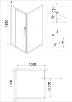 Душевое ограждение Niagara Nova NG-0200-08ВLACK (100х100х195) квадрат,черный,дверь распашная,стекло с рисунком,1 место