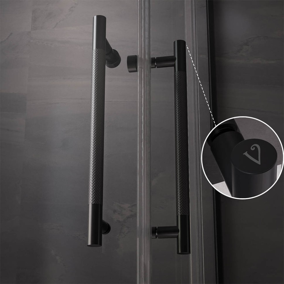 Душевой угол Veconi Premium Trento PTC-20B, 1100Х900x2000, черный матовый, стекло прозрачное