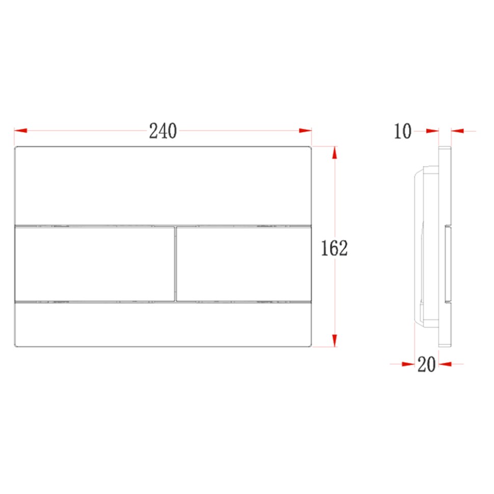 Кнопка смыва Veconi FLUSH V7, FLV7-G, 240х162х10, пластик, золото брашинг