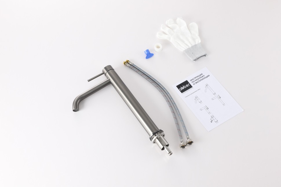 Смеситель ABBER Wasser Kreis 316 AF8111BGG-L для накладной раковины, брашированная оружейная сталь