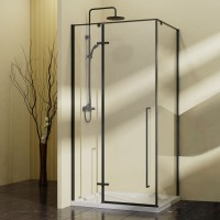 Душевой уголок Slim-N VSR-5SN1010CLB, 1000*1000, черный, стекло прозрачное