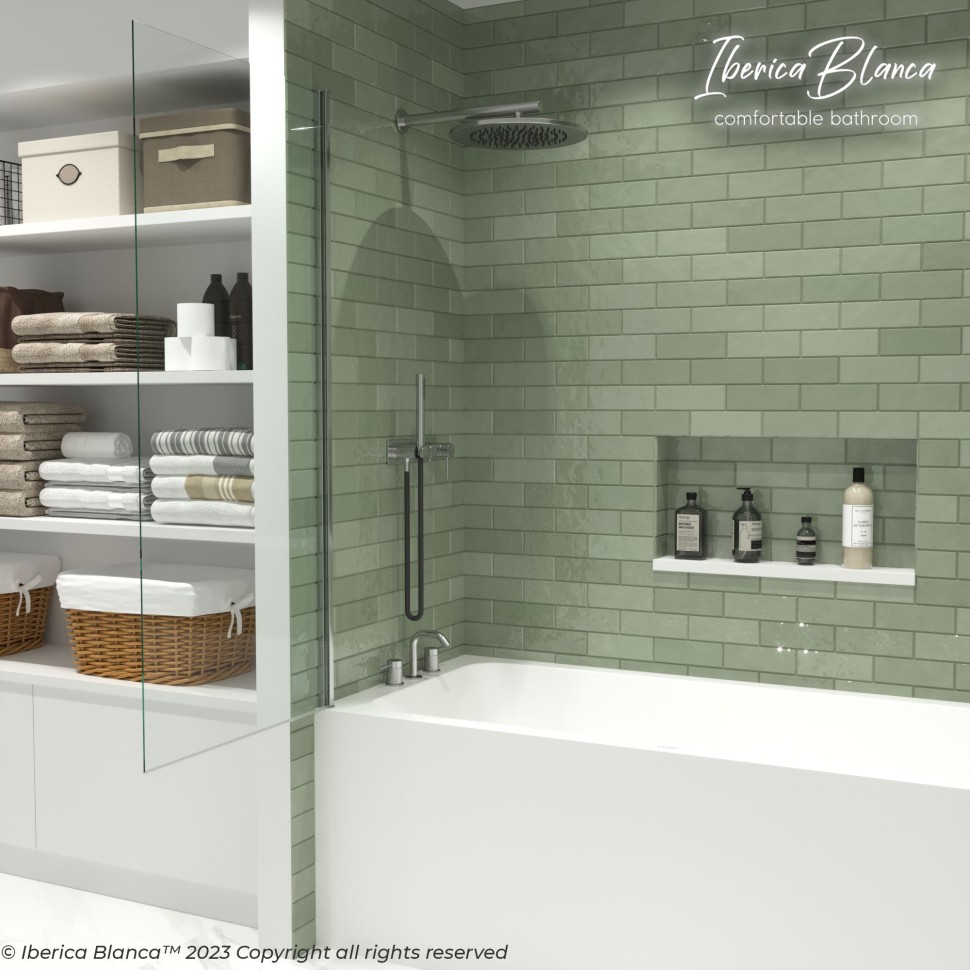 Шторка для ванны IBERICA BLANCA Mod.802 Wide Open поворотная прозрачное стекло/хром 70х150см (IB802.SC.150.70)