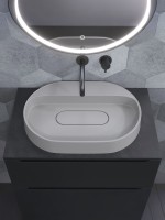Раковина накладная овальная Uperwood Tanos Quartz 55 см, без отверстия для смесителя, белая, жасмин