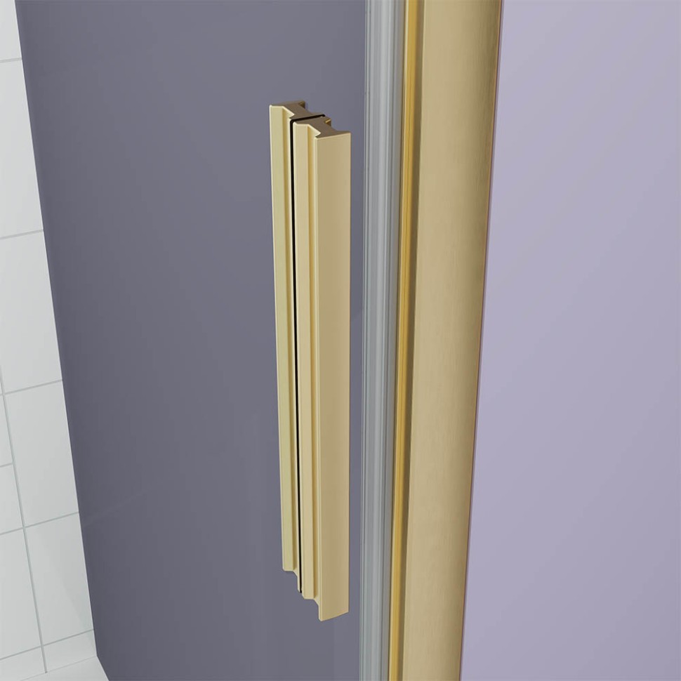 Душевая дверь Veconi Ottimo P30 G, 700x1900, золото брашинг, стекло прозрачное