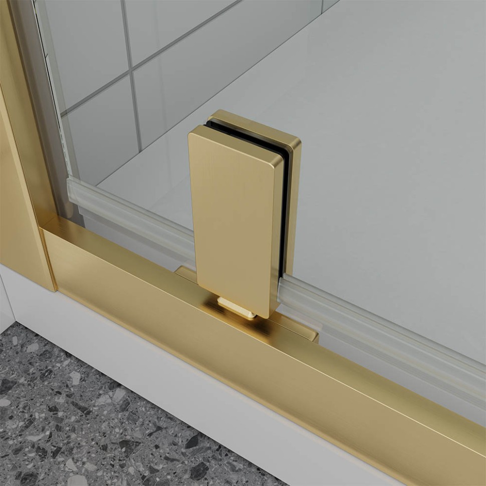 Душевая дверь Veconi Ottimo P30 G, 700x1900, золото брашинг, стекло прозрачное