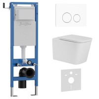 Комплект 3в1 IBERICA BLANCA инсталляция SILENCIO MINI, унитаз TOLEDO ALTO белый, кнопка смыва INOX-O белый матовый (IB.001M.TLA.231.811)