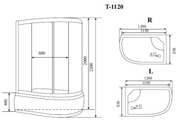 Timo Standart T-1120 R душевая кабина 120*85*220, турецкая баня хамам