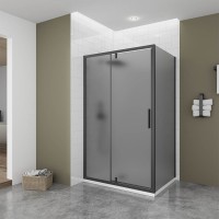 Душевой угол Veconi Ottimo P20SP B, 1000х900х1900 черный матовый, стекло тонированное матовое