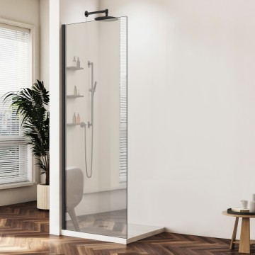 Душевая перегородка Волк-Ин (Walk-In) VSW-1HWS900MRB, 900*2000, черный матовый, стекло зеркальное