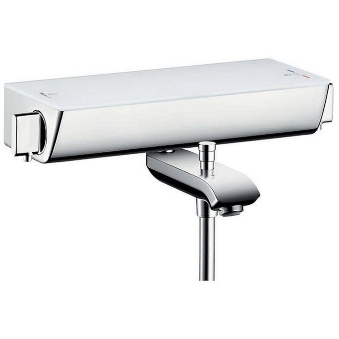 Термостат Hansgrohe Ecostat Select настенный для ванны на 2 источника, с изливом 216 мм, с полочкой из безопасного стекла, цвет: хром 13141000