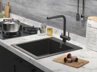 Смеситель для кухни SKALEN, черный металлик, Sk213020-418(BLM), Paulmark