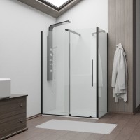 Душевой уголок RGW 140х100х195 см TO-48B TO-18B + Z-18B Прямоуг., Чёрный, Прозрачное, 6 мм Easy Clean (41074840-14)