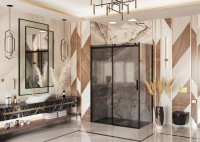 Душевое ограждение Ambassador Benefit 19022201HBB-90HBB (120х90х200) прямоугольник,черный,стекло тонированное,раздвижная,2 места
