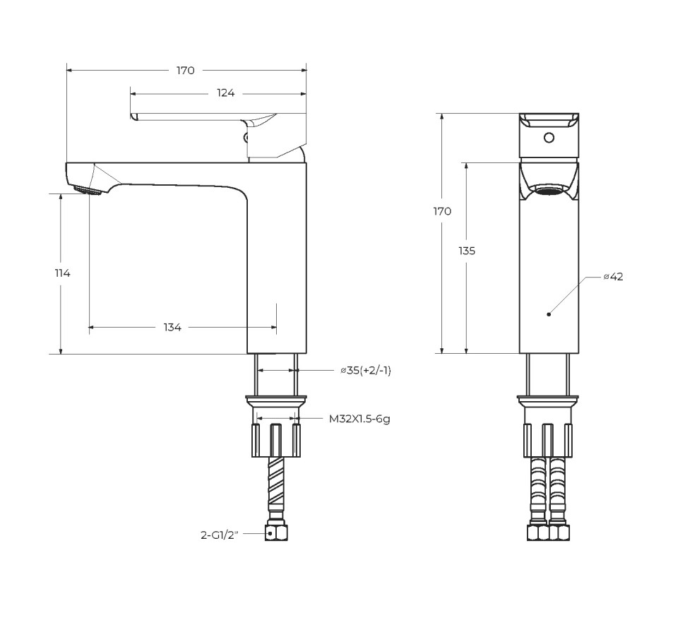 Смеситель для раковины с донным клапаном CEZARES STYLUS-LS-NOP